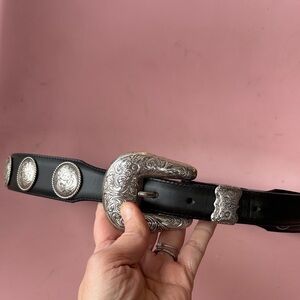 Tony Lama Leather Silver Belt